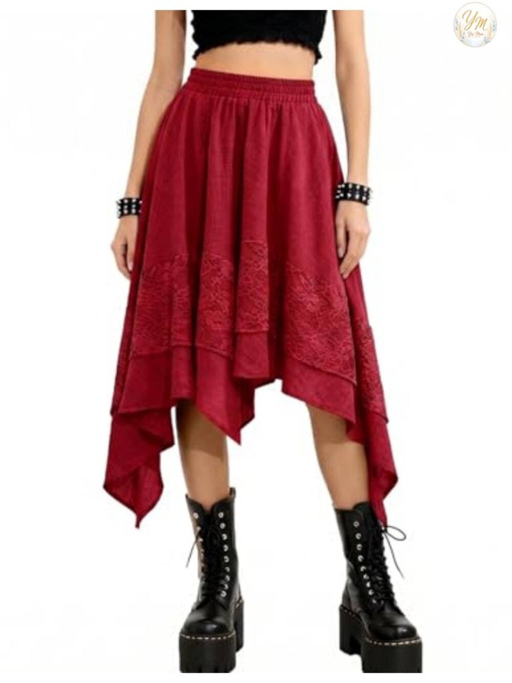 Lace Asymmetrical Renaissance Pirate Midi Skirt